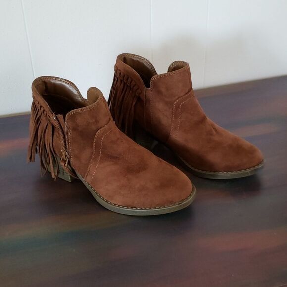 EUC Arizona Jeans Copper Colored Boots with Fringes Sz 6 - Picture 4 of 6